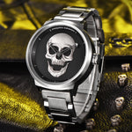 Premium Stainless Steel Black Silver Gold Skull Watch Wristwatch for Men