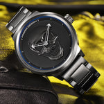 Premium Stainless Steel Black Silver Gold Skull Watch Wristwatch for Men