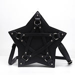 Black Synthetic Leather Pentacle Bag for Women