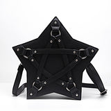Black Synthetic Leather Pentacle Bag for Women