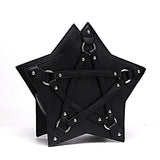 Black Synthetic Leather Pentacle Bag for Women