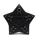 Black Synthetic Leather Pentacle Bag for Women