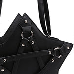 Black Synthetic Leather Pentacle Bag for Women