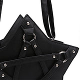 Black Synthetic Leather Pentacle Bag for Women