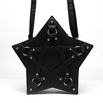 Black Synthetic Leather Pentacle Bag for Women