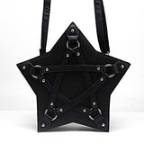 Black Synthetic Leather Pentacle Bag for Women