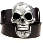 Heavy Metal Skull Black Leather Biker Belt