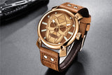 Crystal Skull Men's Watch Gold Golden Brown