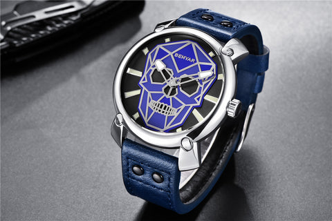 Crystal Skull Men's Watch Blue