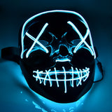 Neon Glow-in-the-Dark Luminous Halloween Purge Mask Blue