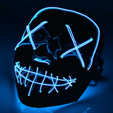 Neon Glow-in-the-Dark Luminous Halloween Purge Mask Blue