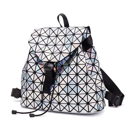 Silver Metal Geometric Diamond Triangles Women's Womens Ladies Backpack