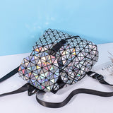 Silver Metal Geometric Diamond Triangles Women's Womens Ladies Backpack