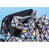 Silver Metal Geometric Diamond Triangles Women's Womens Ladies Backpack