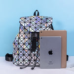 Silver Metal Geometric Diamond Triangles Women's Womens Ladies Backpack