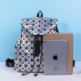 Silver Metal Geometric Diamond Triangles Women's Womens Ladies Backpack