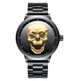 Stainless Steel Black Gold Skull Watch Wristwatch for Men