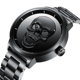 Stainless Steel Black Gold Skull Watch Wristwatch for Men