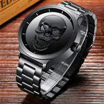Stainless Steel Black Gold Skull Watch Wristwatch for Men