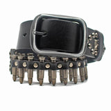Heavy Metal Black Leather Bullet Belt