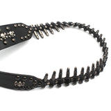 Heavy Metal Black Leather Bullet Belt