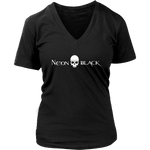 Neon Black Logo Women's V-Neck T-Shirt