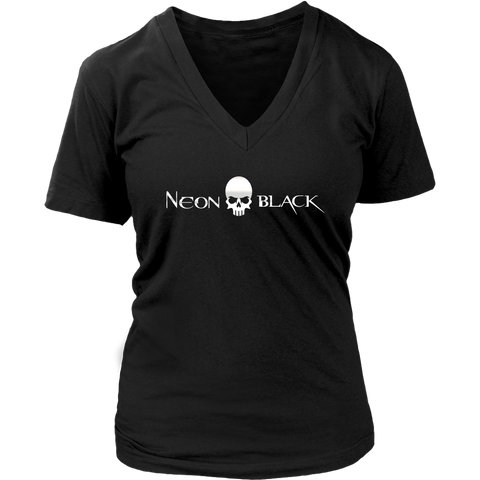 Neon Black Logo Women's V-Neck T-Shirt